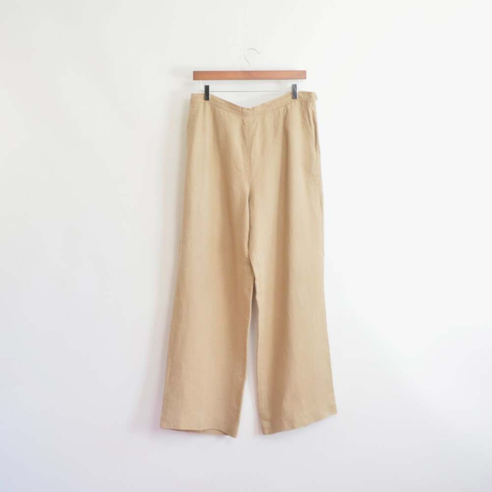 fully lined wide leg tan linen pants